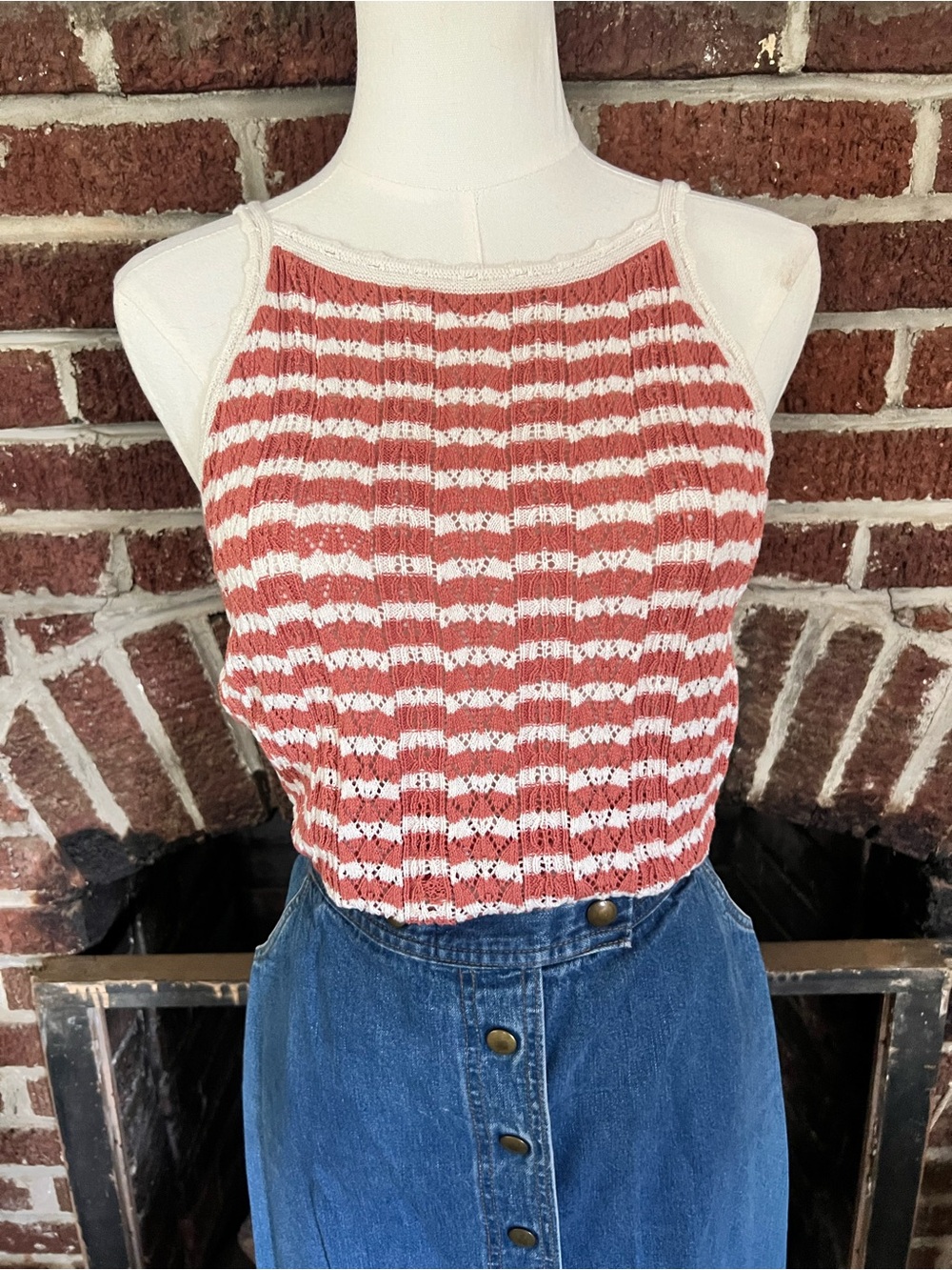 NWOT american eagle high neck crochet tank